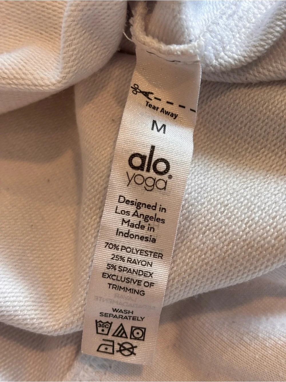 ALO Yoga White Logo Pullover Hoodie with Open Back Medium